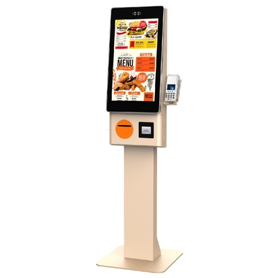 Сенсорный киоск самообслуживания для заказа без наличных с POS-терминалом и сканером QR-кодов